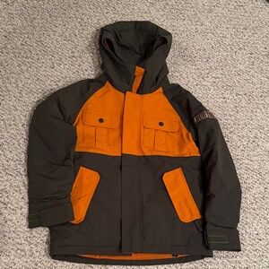 BRAND NEW Burton Kids' Two-Tone Orange and Brown Puffer Jacket - Kids S (7/8)